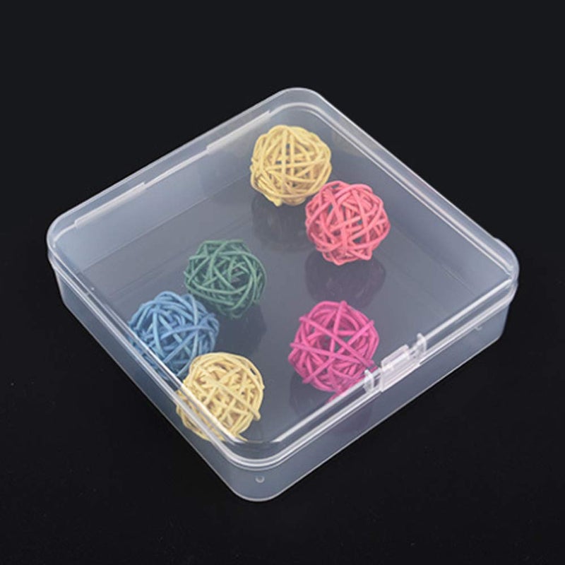 Goodma 4 Pieces Square Empty Mini Clear Plastic Organizer Storage Box Containers with Hinged Lids for Small Items and Other Craft Projects (4.92 x 4.92 x 1.38 inch) - Image 3